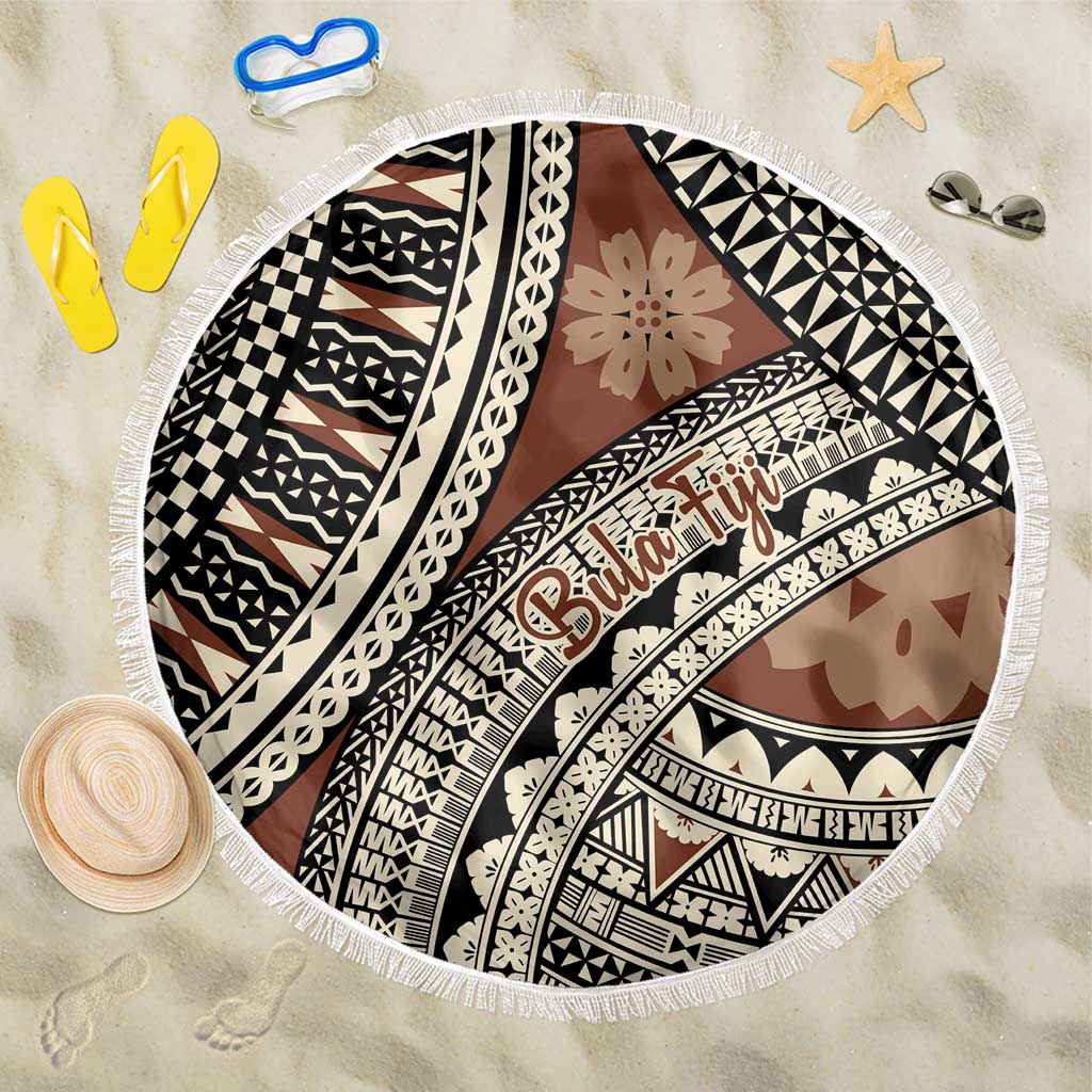 Bula Fiji Classic Masi Tapa Beach Blanket Vintage Brown - Polynesian Pride