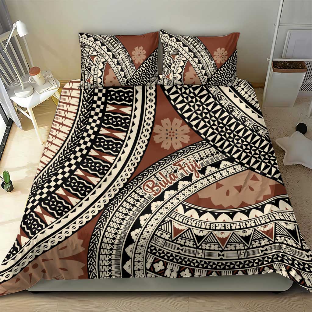 Bula Fiji Classic Masi Tapa Bedding Set Vintage Brown - Polynesian Pride