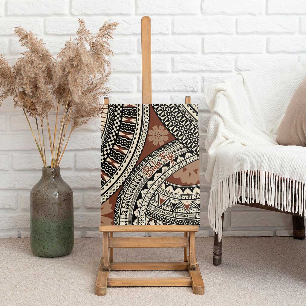 Bula Fiji Classic Masi Tapa Canvas Wall Art Vintage Brown - Polynesian Pride