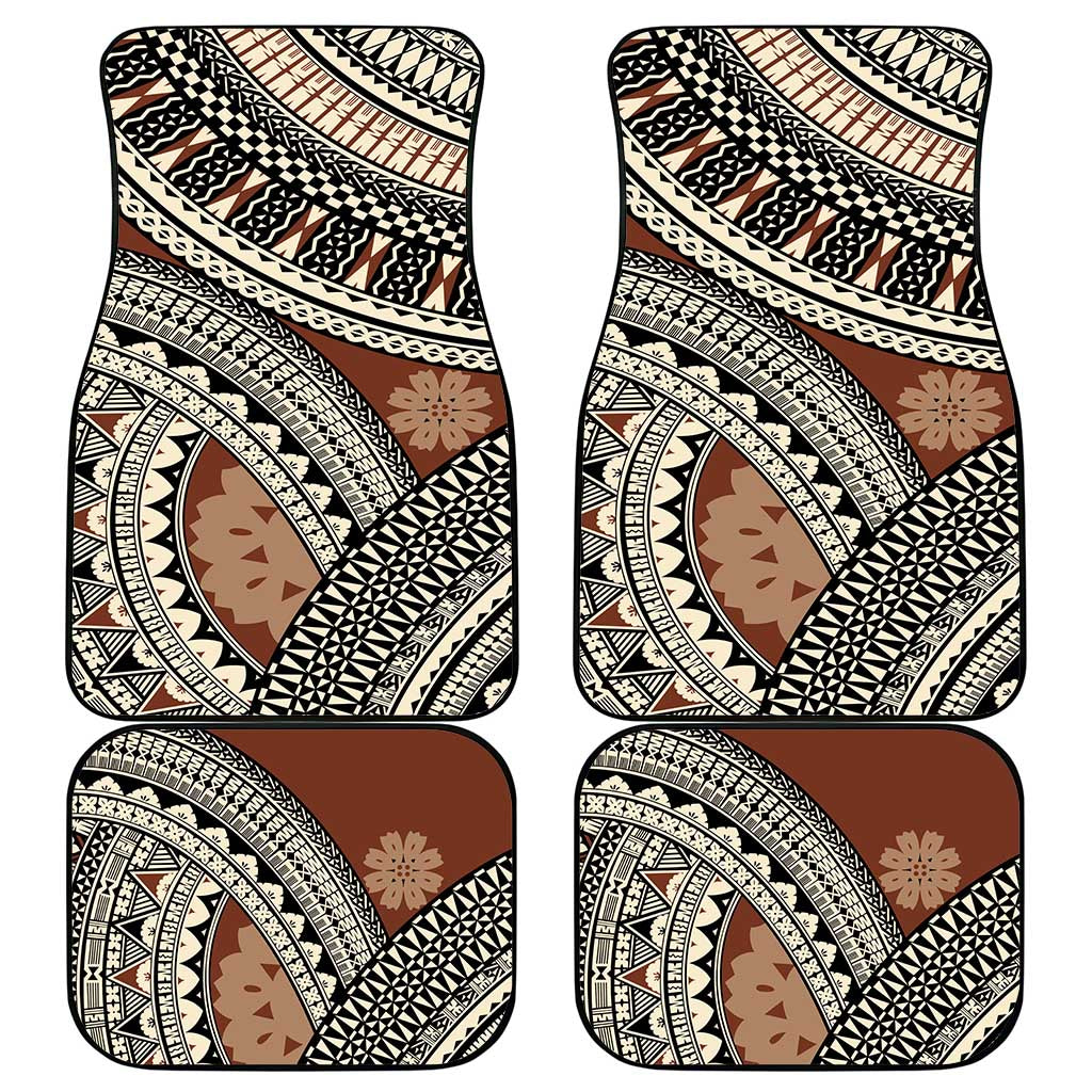 Bula Fiji Classic Masi Tapa Car Mats Vintage Brown - Polynesian Pride