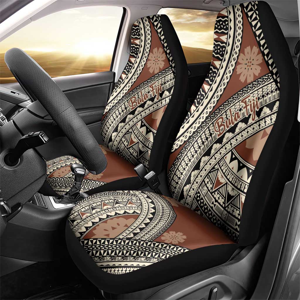 Bula Fiji Classic Masi Tapa Car Seat Cover Vintage Brown - Polynesian Pride