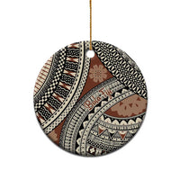 Bula Fiji Classic Masi Tapa Ceramic Ornament Vintage Brown - Polynesian Pride