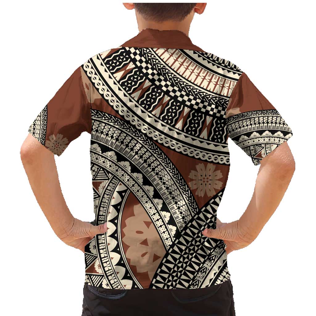 Bula Fiji Classic Masi Tapa Family Matching Mermaid Dress and Hawaiian Shirt Vintage Brown - Polynesian Pride