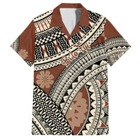 Bula Fiji Classic Masi Tapa Family Matching Puletasi and Hawaiian Shirt Vintage Brown LT7 Dad's Shirt - Short Sleeve Brown - Polynesian Pride