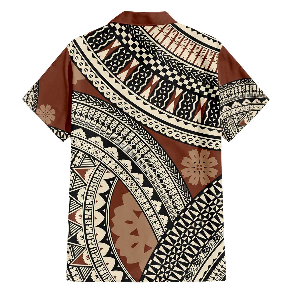 Bula Fiji Classic Masi Tapa Family Matching Short Sleeve Bodycon Dress and Hawaiian Shirt Vintage Brown - Polynesian Pride