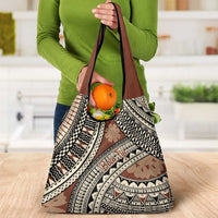 Bula Fiji Classic Masi Tapa Grocery Bag Vintage Brown - Polynesian Pride