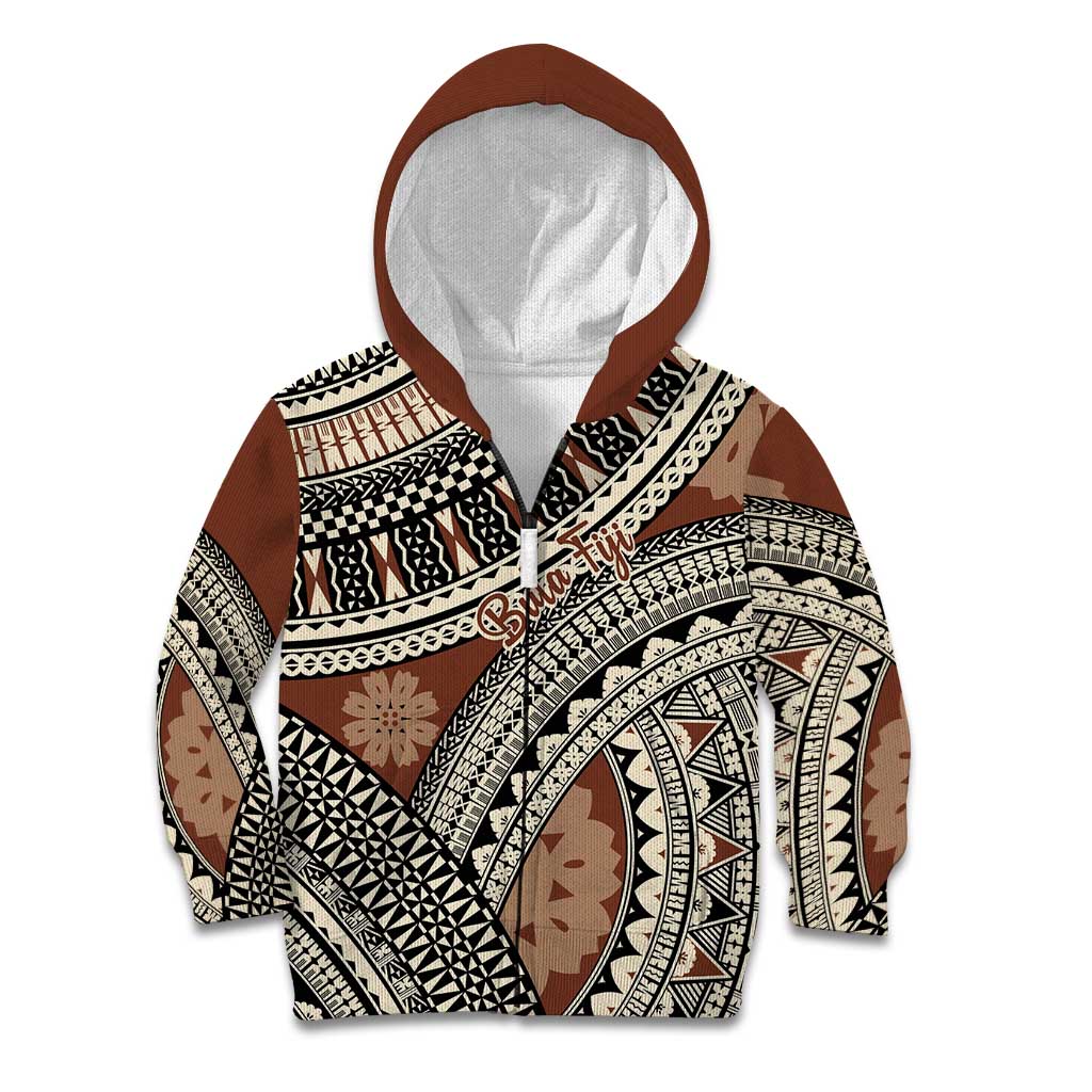Bula Fiji Classic Masi Tapa Kid Hoodie Vintage Brown - Polynesian Pride