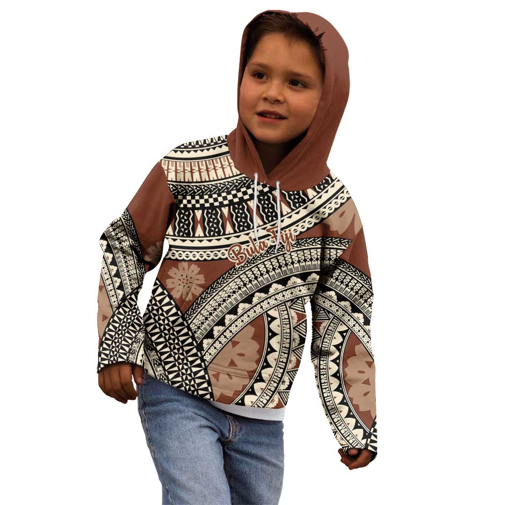 Bula Fiji Classic Masi Tapa Kid Hoodie Vintage Brown - Polynesian Pride
