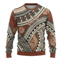 Bula Fiji Classic Masi Tapa Ugly Christmas Sweater Vintage Brown - Polynesian Pride