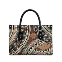 Bula Fiji Classic Masi Tapa Leather Bag Vintage Brown - Polynesian Pride