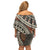 Bula Fiji Classic Masi Tapa Off Shoulder Short Dress Vintage Brown - Polynesian Pride