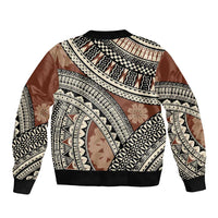 Bula Fiji Classic Masi Tapa Sleeve Zip Bomber Jacket Vintage Brown - Polynesian Pride