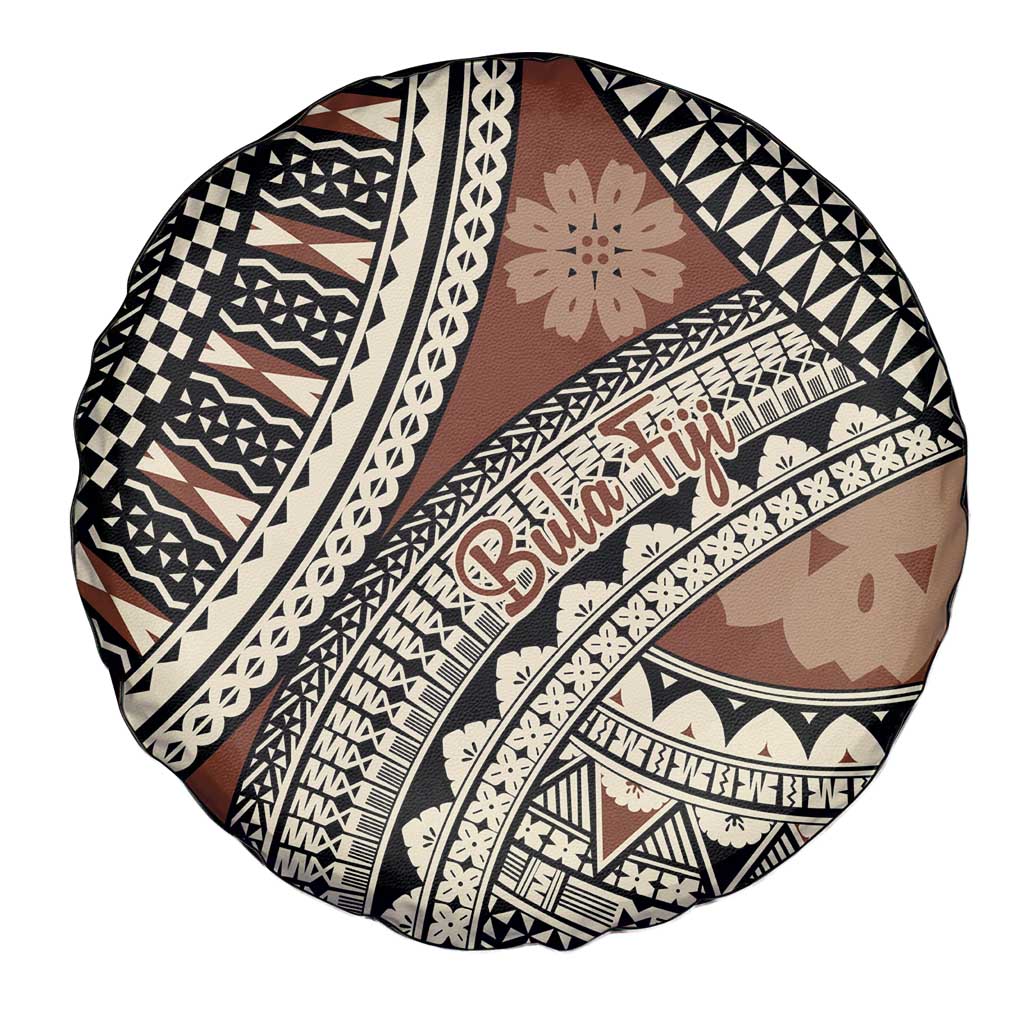 Bula Fiji Classic Masi Tapa Spare Tire Cover Vintage Brown - Polynesian Pride