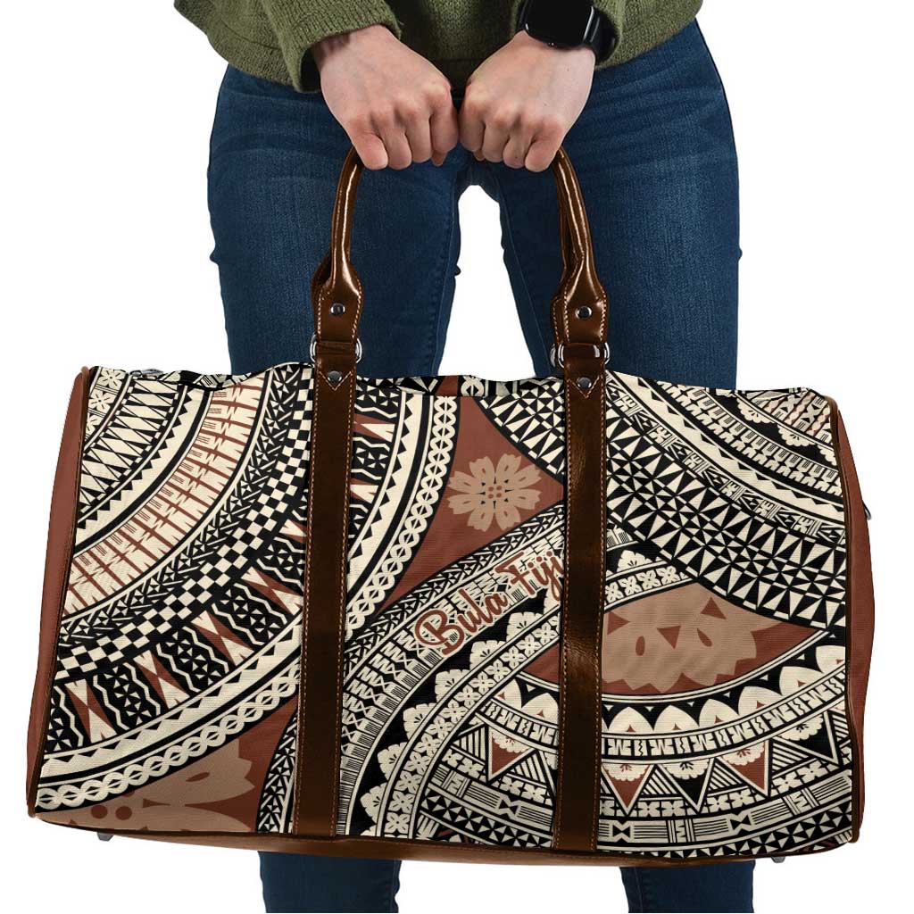Bula Fiji Classic Masi Tapa Travel Bag Vintage Brown - Polynesian Pride