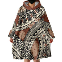 Bula Fiji Classic Masi Tapa Wearable Blanket Hoodie Vintage Brown - Polynesian Pride