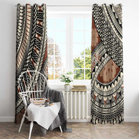 Bula Fiji Classic Masi Tapa Window Curtain Vintage Brown - Polynesian Pride