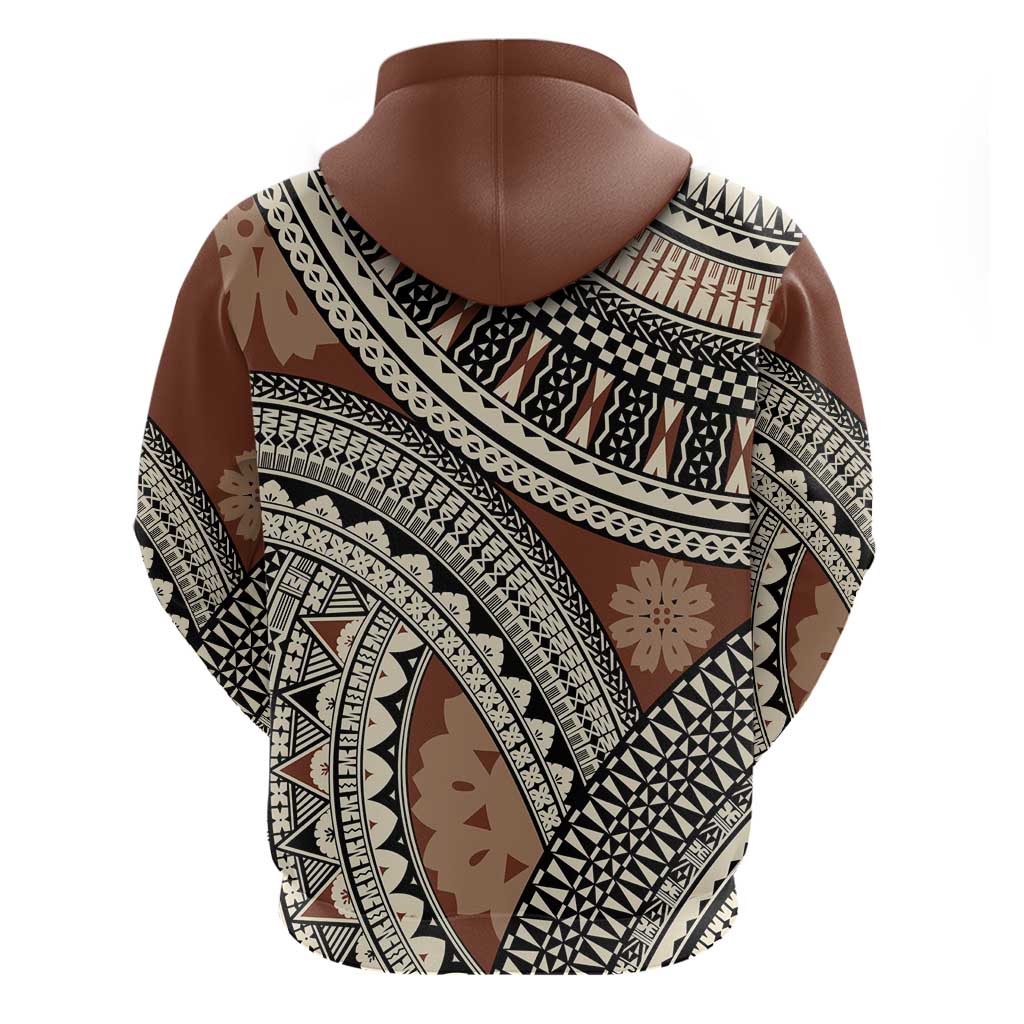 Bula Fiji Classic Masi Tapa Zip Hoodie Vintage Brown - Polynesian Pride