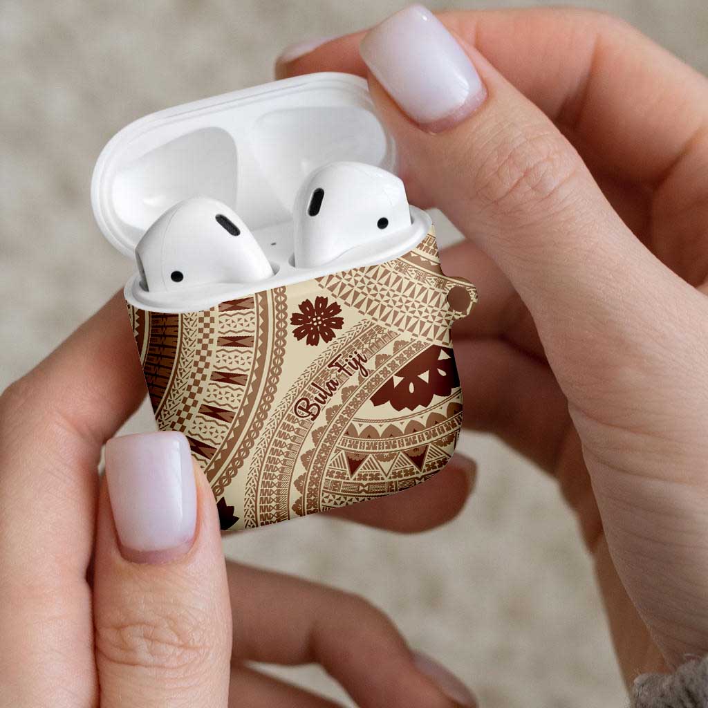Bula Fiji Classic Masi Tapa AirPods Case Vintage Beige - Polynesian Pride