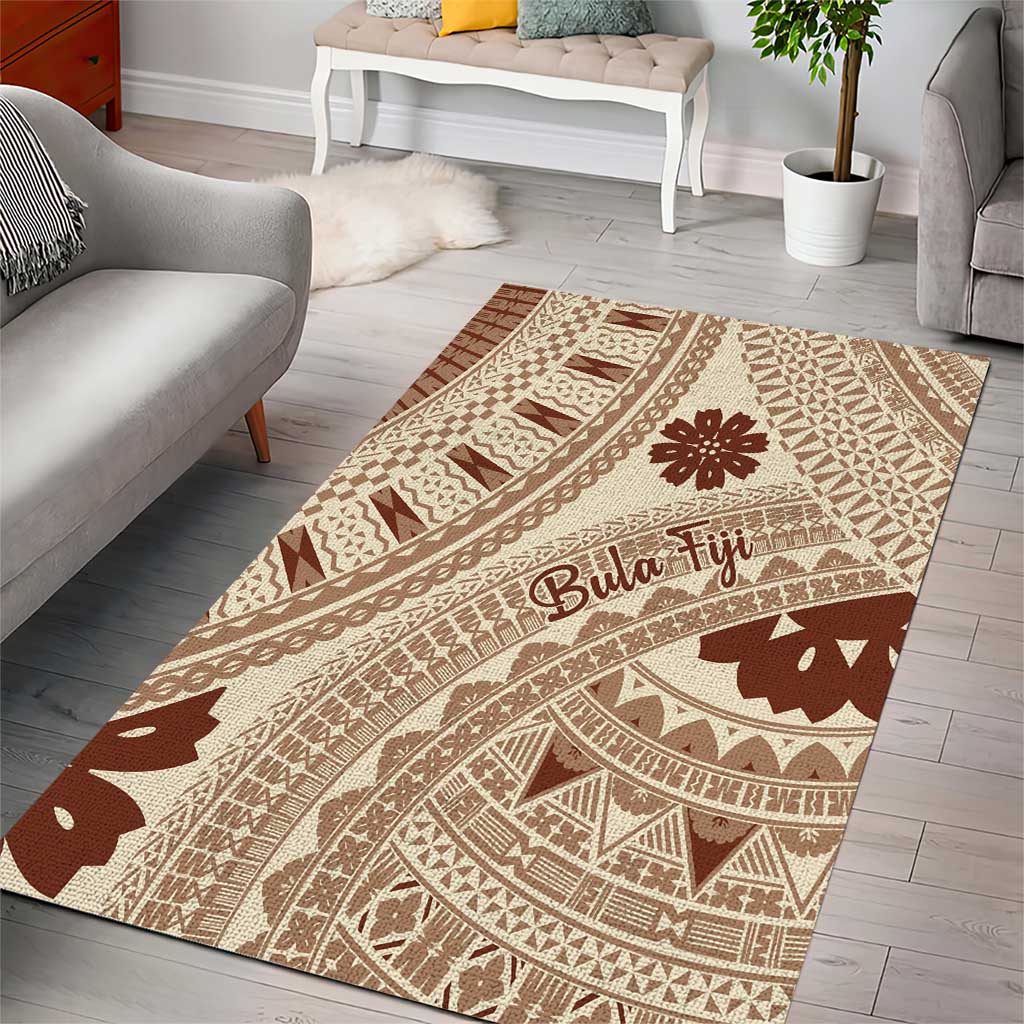 Bula Fiji Classic Masi Tapa Area Rug Vintage Beige - Polynesian Pride