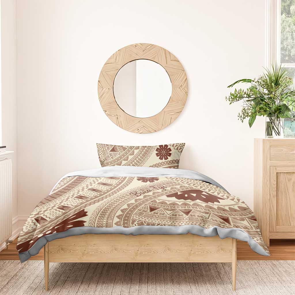 Bula Fiji Classic Masi Tapa Bedding Set Vintage Beige - Polynesian Pride