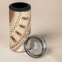 Bula Fiji Classic Masi Tapa 4 in 1 Can Cooler Tumbler Vintage Beige - Polynesian Pride