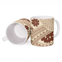 Bula Fiji Classic Masi Tapa Ceramic Mug Vintage Beige - Polynesian Pride