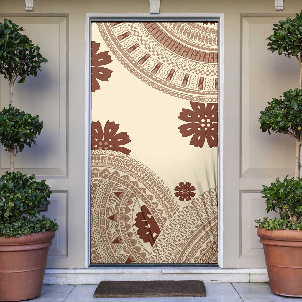 Bula Fiji Classic Masi Tapa Door Cover Vintage Beige - Polynesian Pride