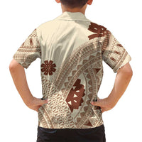Bula Fiji Classic Masi Tapa Family Matching Puletasi and Hawaiian Shirt Vintage Beige LT7 - Polynesian Pride