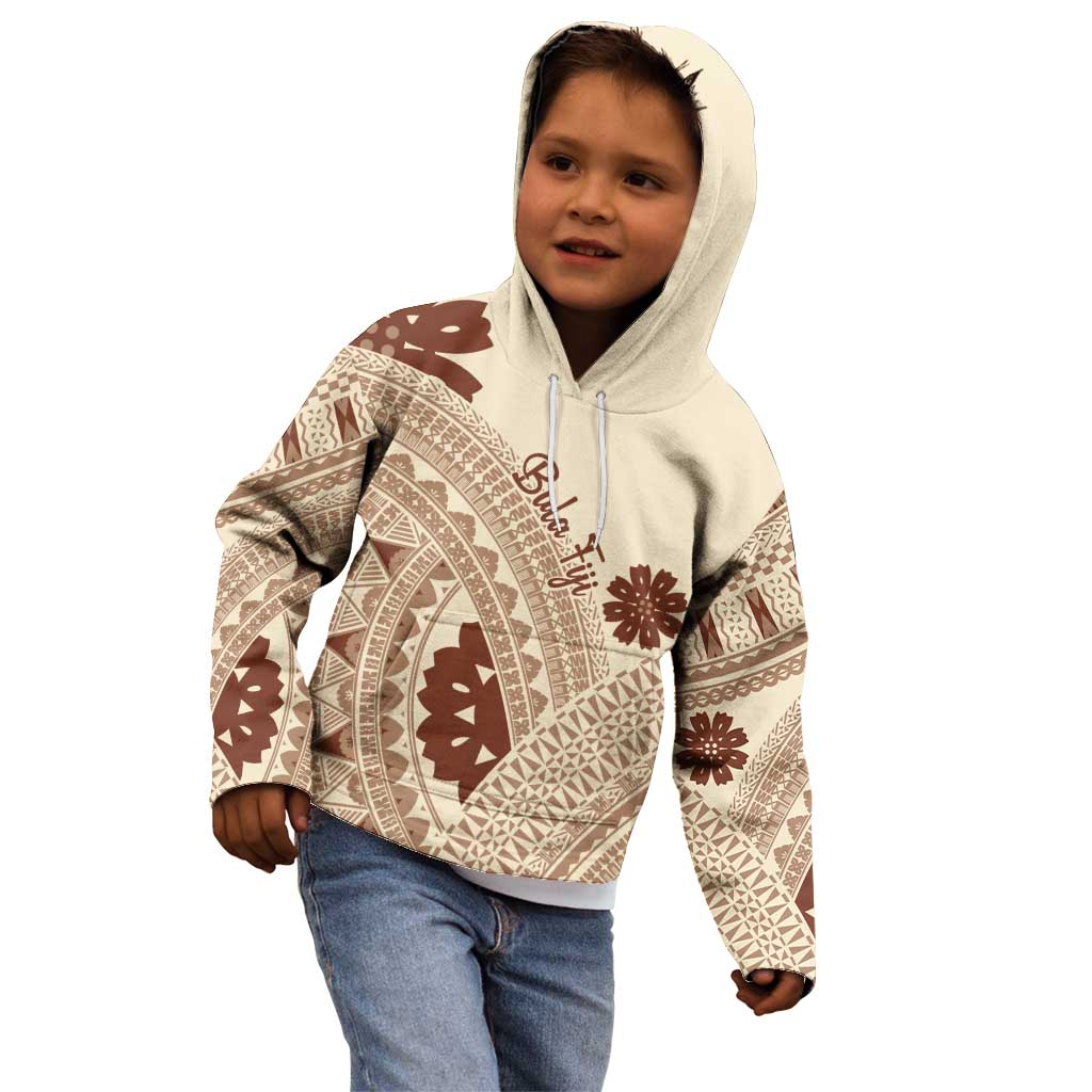 Bula Fiji Classic Masi Tapa Kid Hoodie Vintage Beige - Polynesian Pride