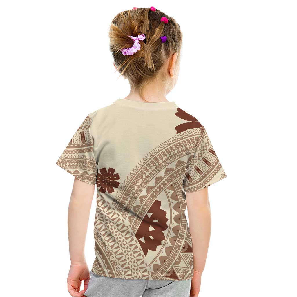 Bula Fiji Classic Masi Tapa Kid T Shirt Vintage Beige - Polynesian Pride
