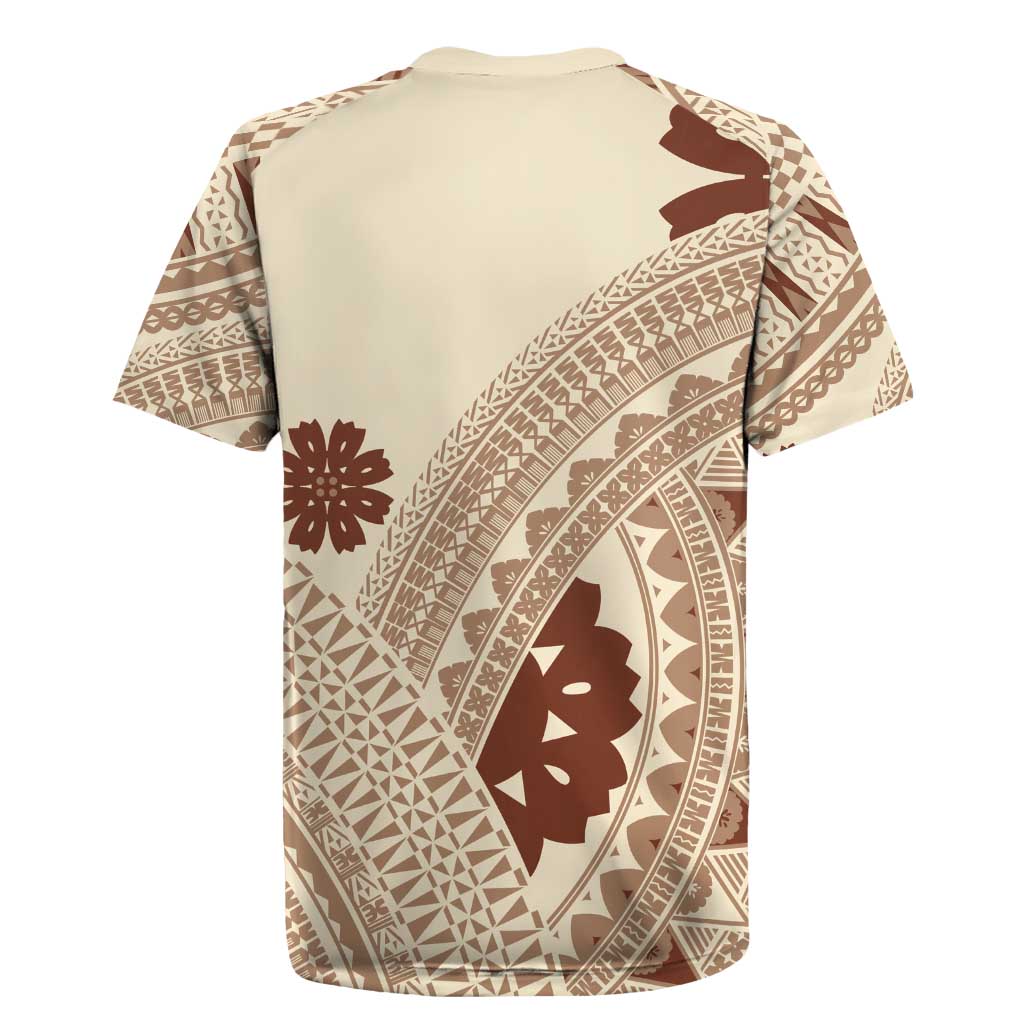 Bula Fiji Classic Masi Tapa Rugby Jersey Vintage Beige - Polynesian Pride
