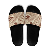 Bula Fiji Classic Masi Tapa Slide Sandals Vintage Beige - Polynesian Pride