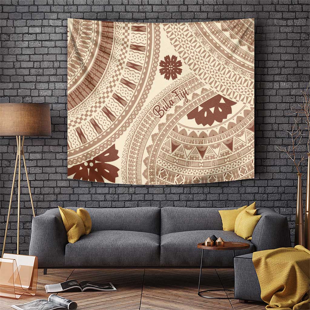 Bula Fiji Classic Masi Tapa Tapestry Vintage Beige - Polynesian Pride