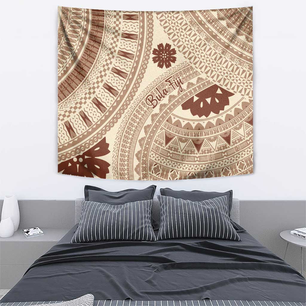 Bula Fiji Classic Masi Tapa Tapestry Vintage Beige - Polynesian Pride