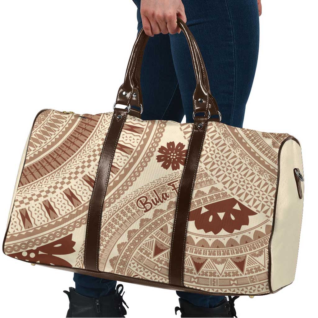 Bula Fiji Classic Masi Tapa Travel Bag Vintage Beige - Polynesian Pride