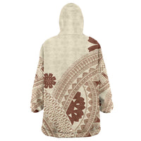 Bula Fiji Classic Masi Tapa Wearable Blanket Hoodie Vintage Beige - Polynesian Pride