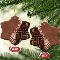 Bula Fiji Tribal Masi Tapa Ceramic Ornament Brown LT7 Snow Flake Brown - Polynesian Pride