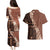 Bula Fiji Couples Matching Puletasi Dress and Hawaiian Shirt Tribal Masi Tapa - Brown LT7 - Polynesian Pride