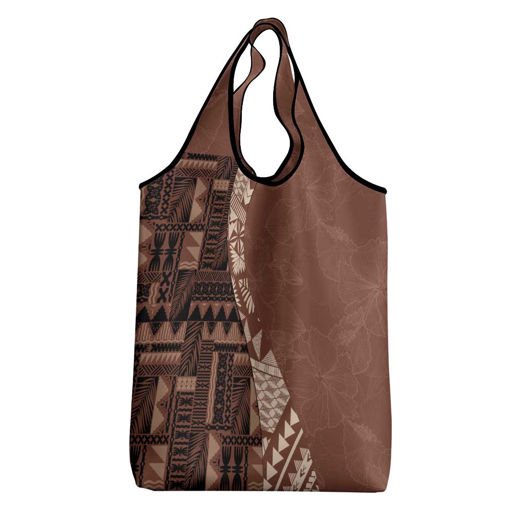 Bula Fiji Grocery Bag Tribal Masi Tapa - Brown