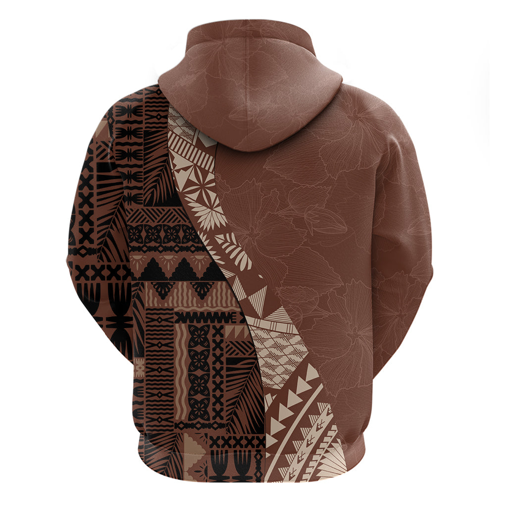 Bula Fiji Hoodie Tribal Masi Tapa - Brown LT7 - Polynesian Pride