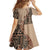 Bula Fiji Family Matching Tank Maxi Dress and Hawaiian Shirt Tribal Masi Tapa - Beige LT7 - Polynesian Pride