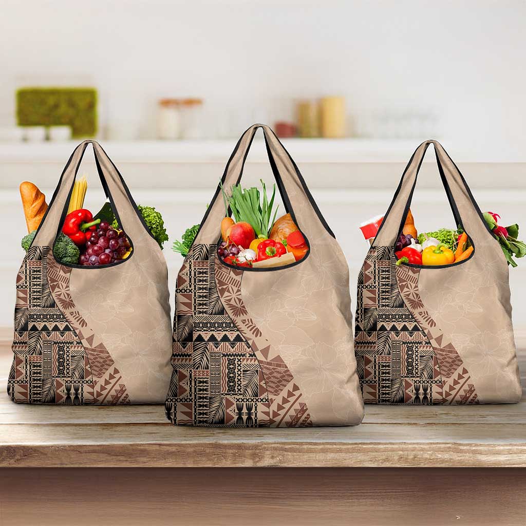 Bula Fiji Grocery Bag Tribal Masi Tapa - Beige