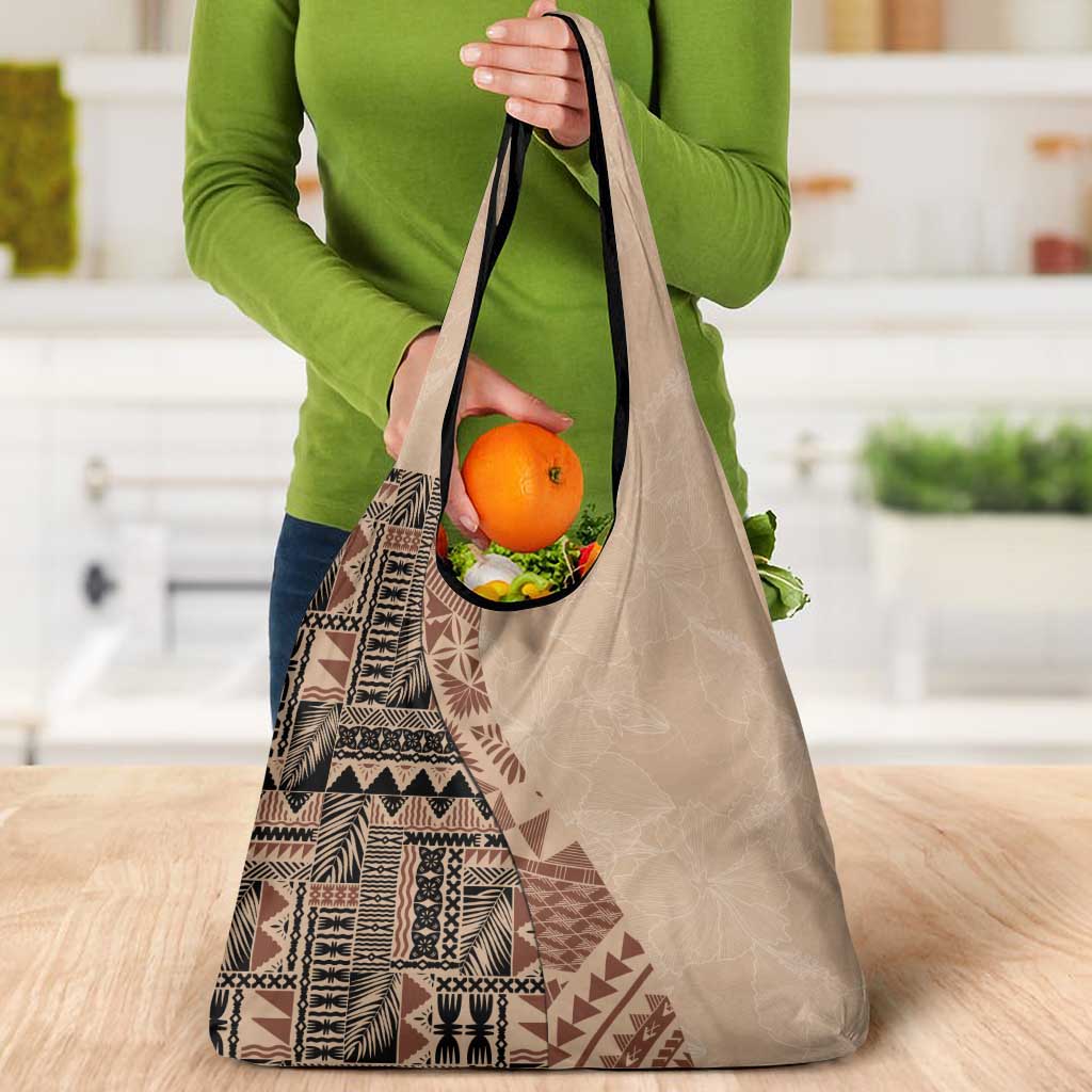 Bula Fiji Grocery Bag Tribal Masi Tapa - Beige
