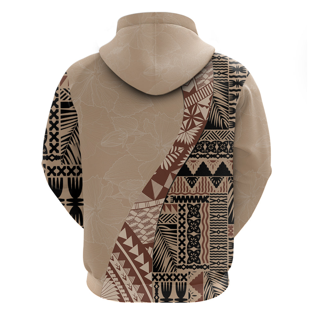 Bula Fiji Hoodie Tribal Masi Tapa - Beige LT7 - Polynesian Pride