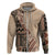 Bula Fiji Hoodie Tribal Masi Tapa - Beige LT7 Zip Hoodie Beige - Polynesian Pride