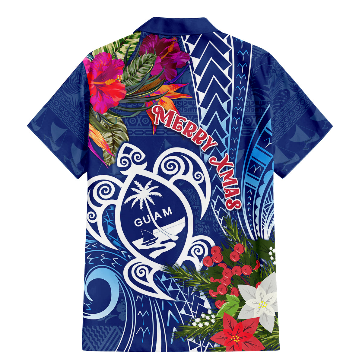Guam Christmas Family Matching Mermaid Dress and Hawaiian Shirt Turtle Mix Tapa Felis Pasgua LT7 - Polynesian Pride