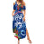 Guam Christmas Family Matching Summer Maxi Dress and Hawaiian Shirt Turtle Mix Tapa Felis Pasgua LT7 Mom's Dress Blue - Polynesian Pride
