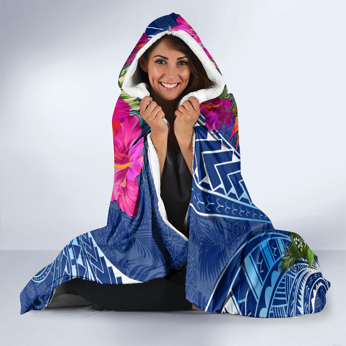 Guam Christmas Hooded Blanket Turtle Mix Tapa Felis Pasgua LT7 - Polynesian Pride