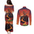 Hawaii Kilauea Volcano Couples Matching Puletasi and Long Sleeve Button Shirt Pele Goddess