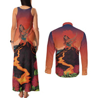 Hawaii Kilauea Volcano Couples Matching Tank Maxi Dress and Long Sleeve Button Shirt Pele Goddess